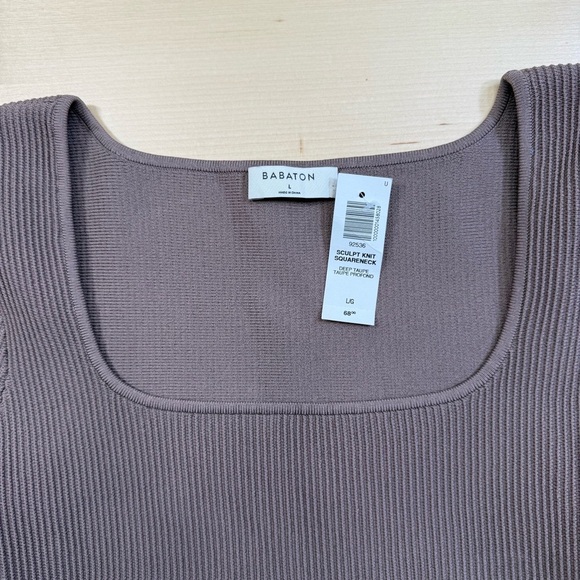 Aritzia Babaton Sculpt Knit Squareneck Deep Taupe Crop Top Womens Large - Picture 4 of 9